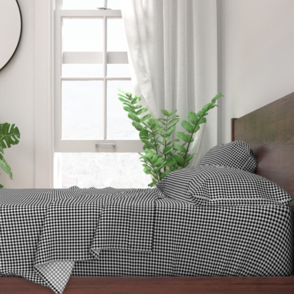 🌸 LAUREN RALPH LAREN Queen Sheet Set buffalo plaid size Queen black beige